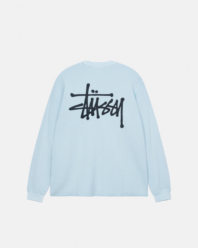 Men\'s Stussy Basic Stock Ls Thermal Tops Light Blue Dubai | UAE YUM-8723