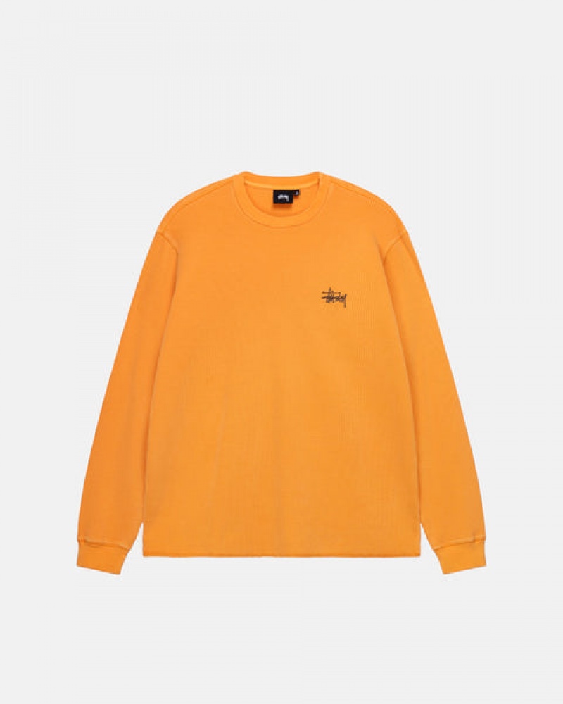 Men's Stussy Basic Stock Ls Thermal Tops Orange Dubai | UAE PBO-9152