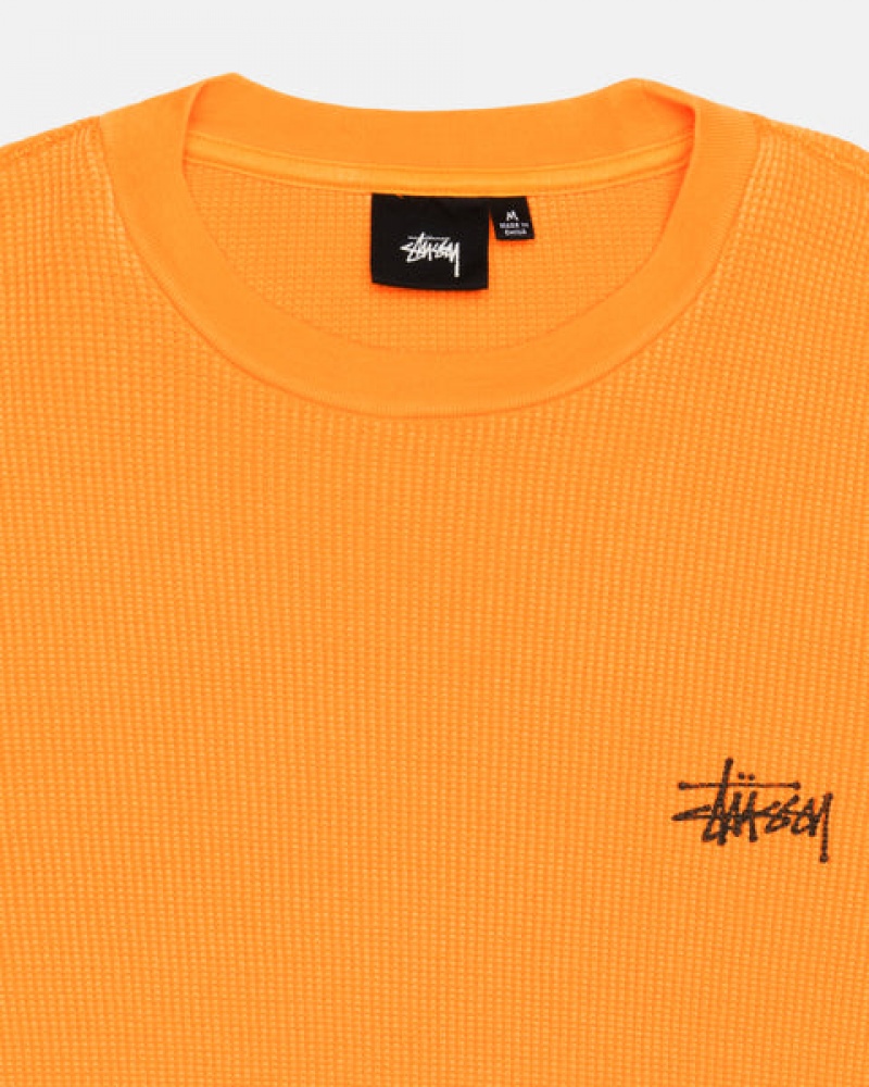 Men's Stussy Basic Stock Ls Thermal Tops Orange Dubai | UAE PBO-9152