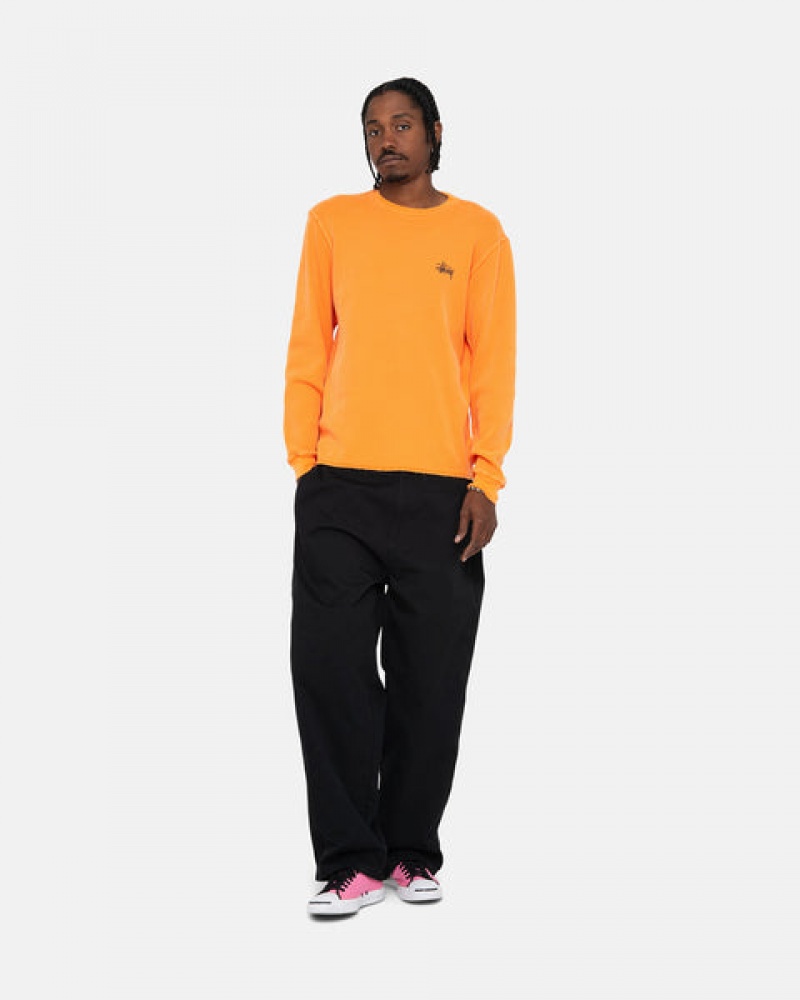 Men's Stussy Basic Stock Ls Thermal Tops Orange Dubai | UAE PBO-9152