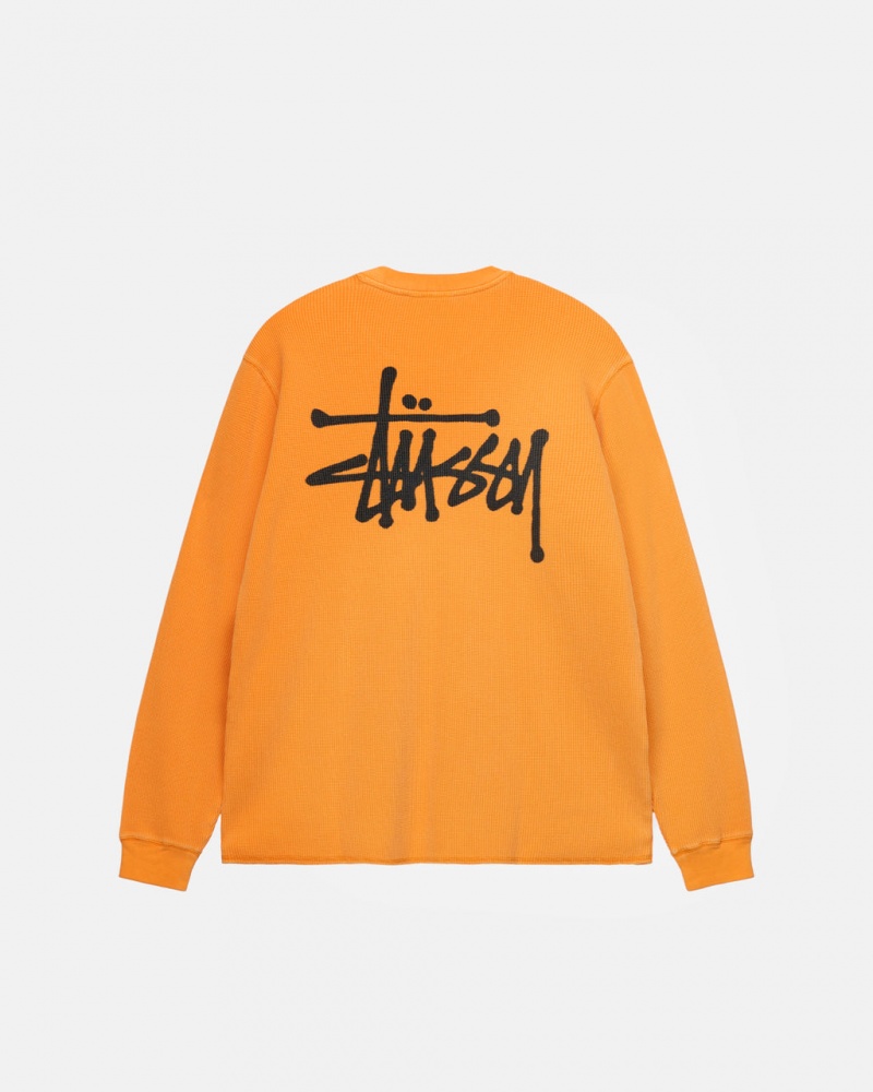 Men\'s Stussy Basic Stock Ls Thermal Tops Orange Dubai | UAE PBO-9152