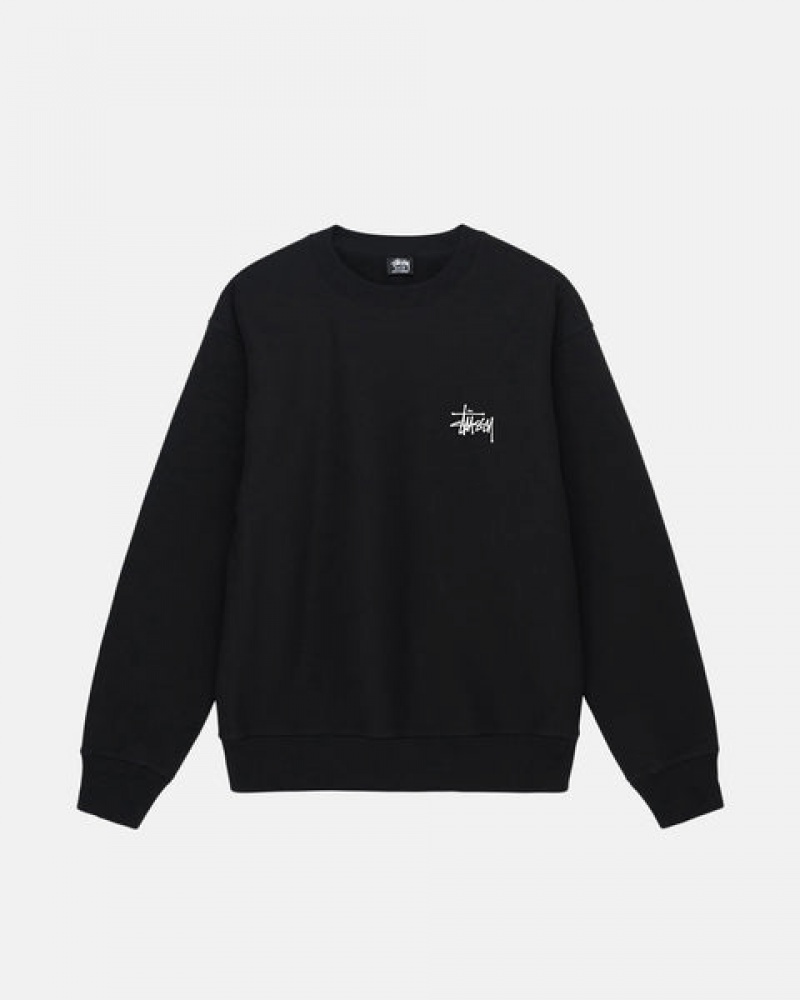 Men's Stussy Basic Stussy Crew Sweatshirts Black Dubai | UAE MRG-7143