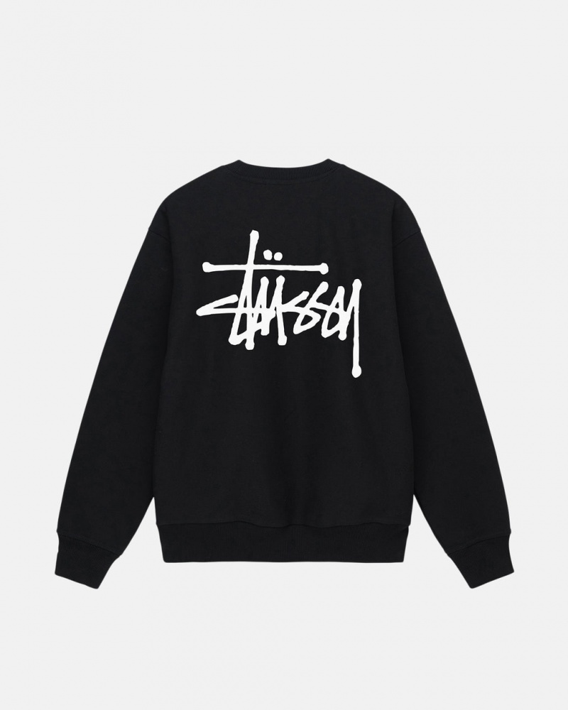 Men\'s Stussy Basic Stussy Crew Sweatshirts Black Dubai | UAE MRG-7143