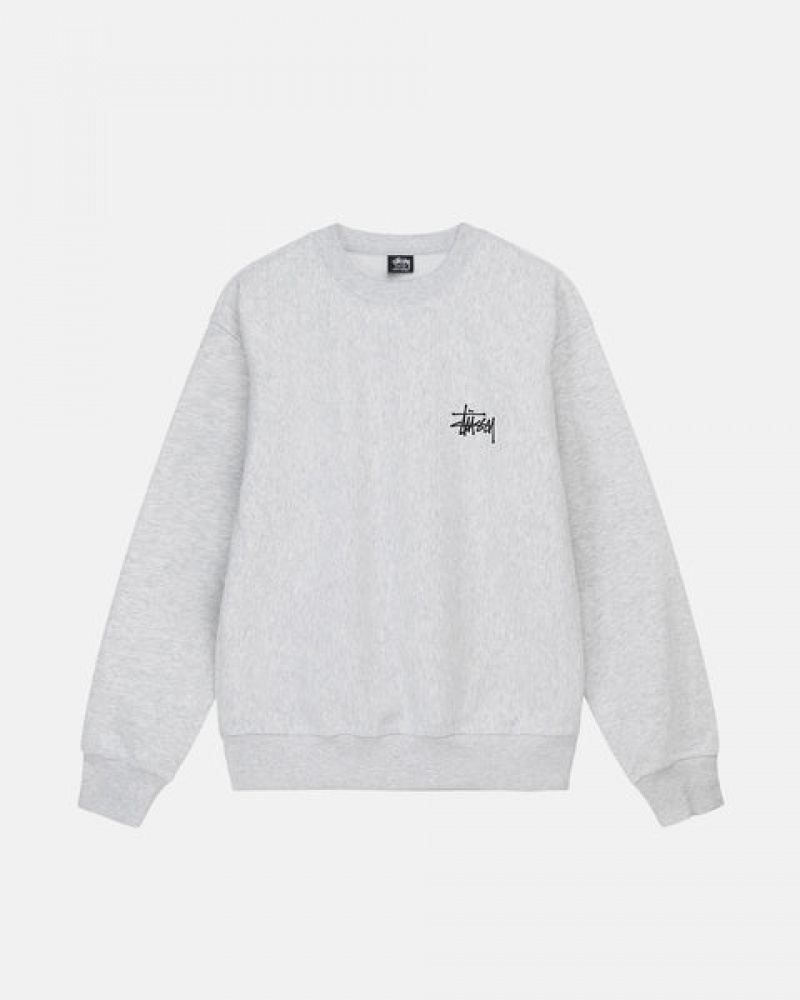 Men's Stussy Basic Stussy Crew Sweatshirts Grey Dubai | UAE QPF-2995