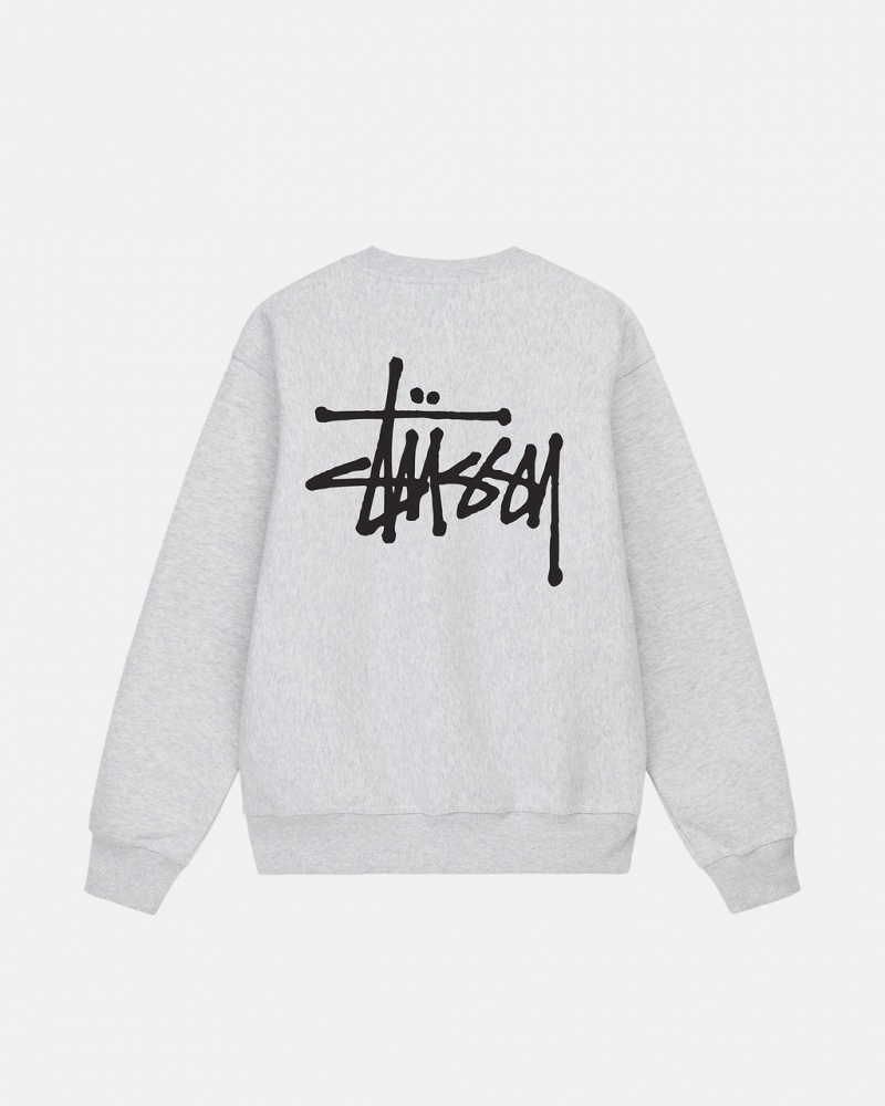 Men\'s Stussy Basic Stussy Crew Sweatshirts Grey Dubai | UAE QPF-2995