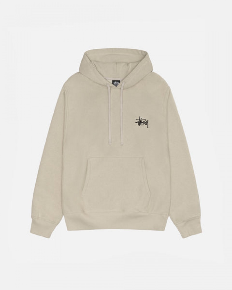 Men's Stussy Basic Stussy Hood Sweatshirts Khaki Dubai | UAE WBM-6618