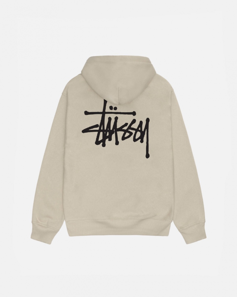 Men\'s Stussy Basic Stussy Hood Sweatshirts Khaki Dubai | UAE WBM-6618