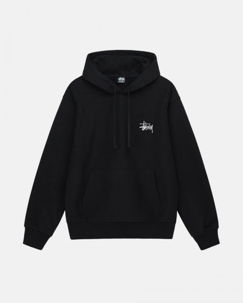 Men's Stussy Basic Stussy Hoodie Black Dubai | UAE HNK-8984