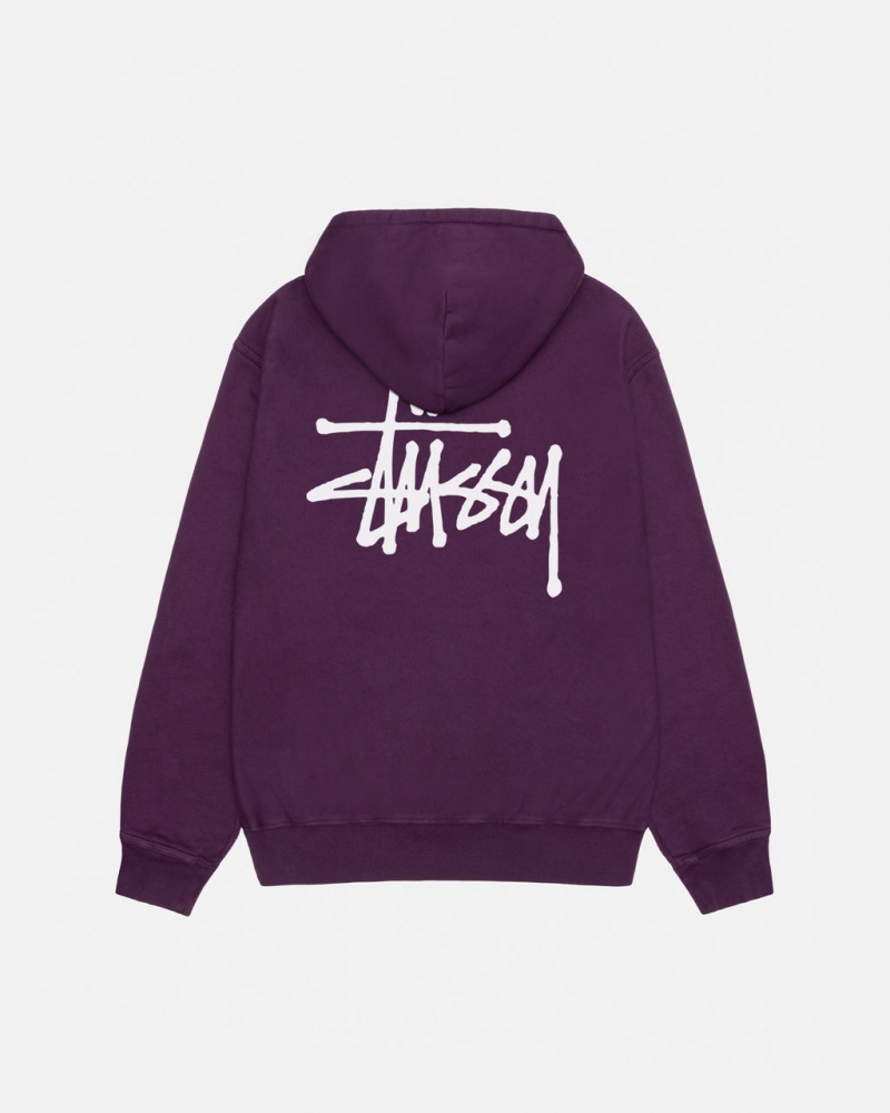 Men\'s Stussy Basic Stussy Hoodie Pigment Dyed Hoodie Purple Dubai | UAE KNB-0965