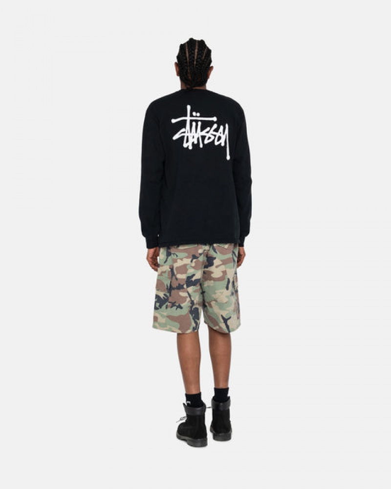 Men's Stussy Basic Stussy Ls Tees Black Dubai | UAE JWT-4216