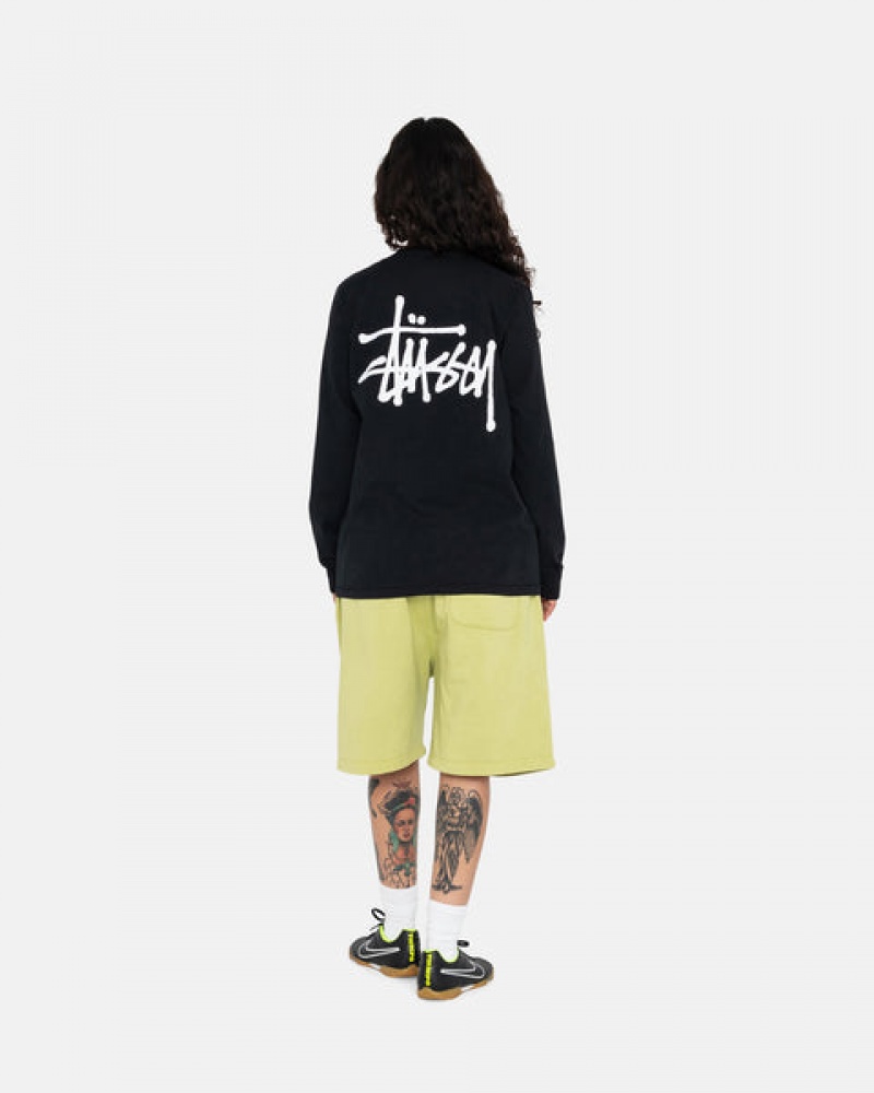 Men's Stussy Basic Stussy Ls Tees Black Dubai | UAE JWT-4216