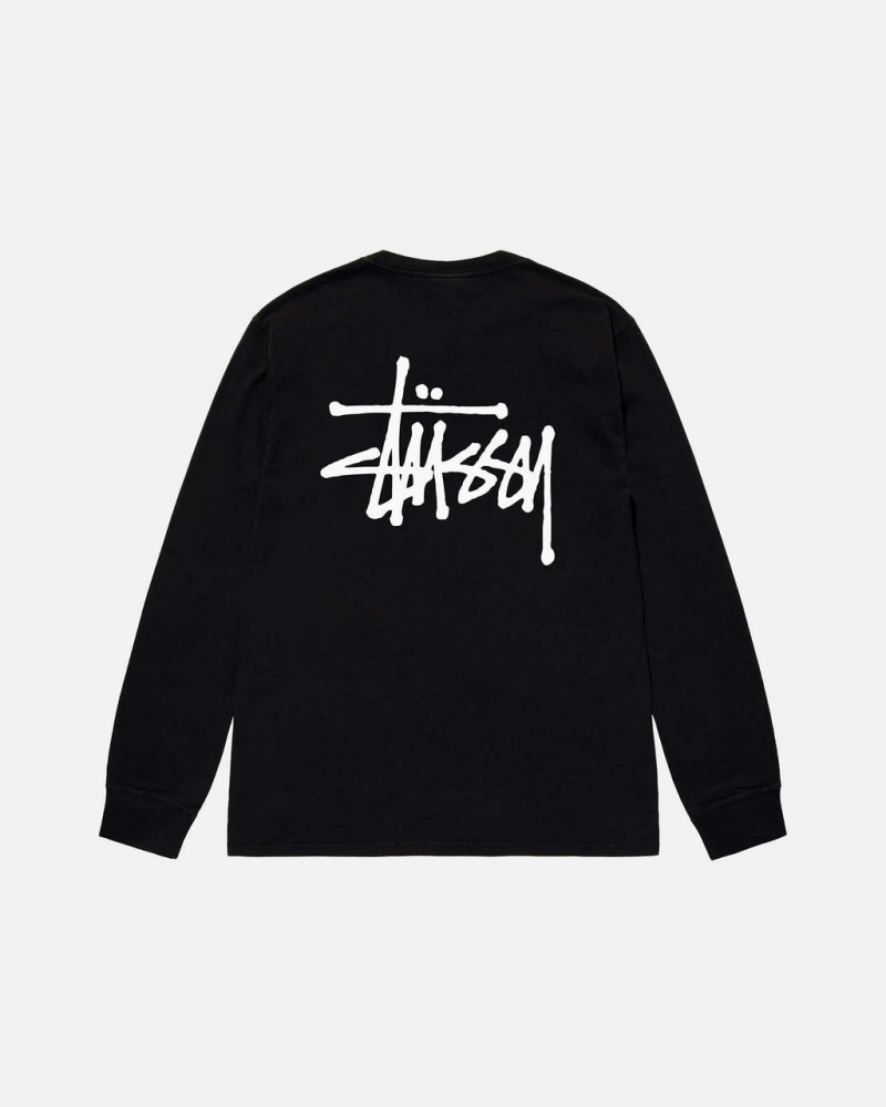 Men\'s Stussy Basic Stussy Ls Tees Black Dubai | UAE JWT-4216