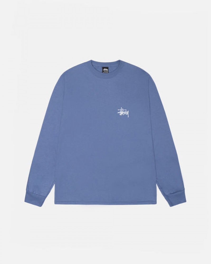 Men's Stussy Basic Stussy Ls Tees Royal Blue Dubai | UAE IIF-6705