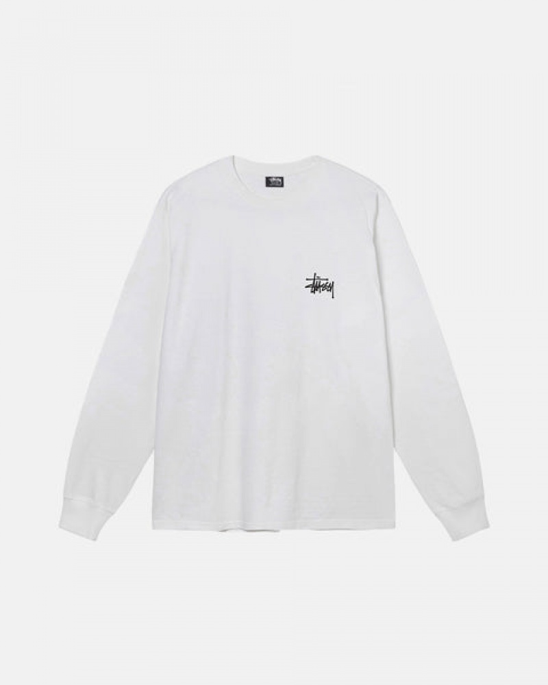 Men's Stussy Basic Stussy Ls Tees White Dubai | UAE OOK-4943