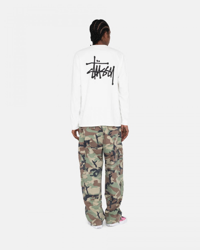 Men's Stussy Basic Stussy Ls Tees White Dubai | UAE OOK-4943