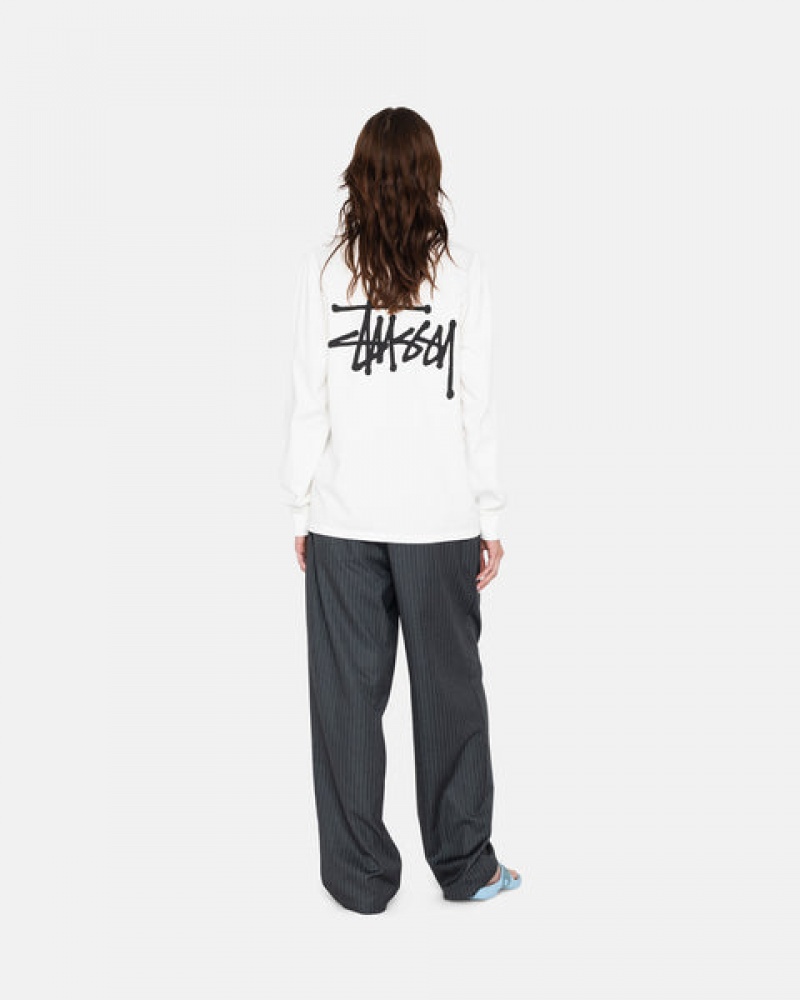 Men's Stussy Basic Stussy Ls Tees White Dubai | UAE OOK-4943