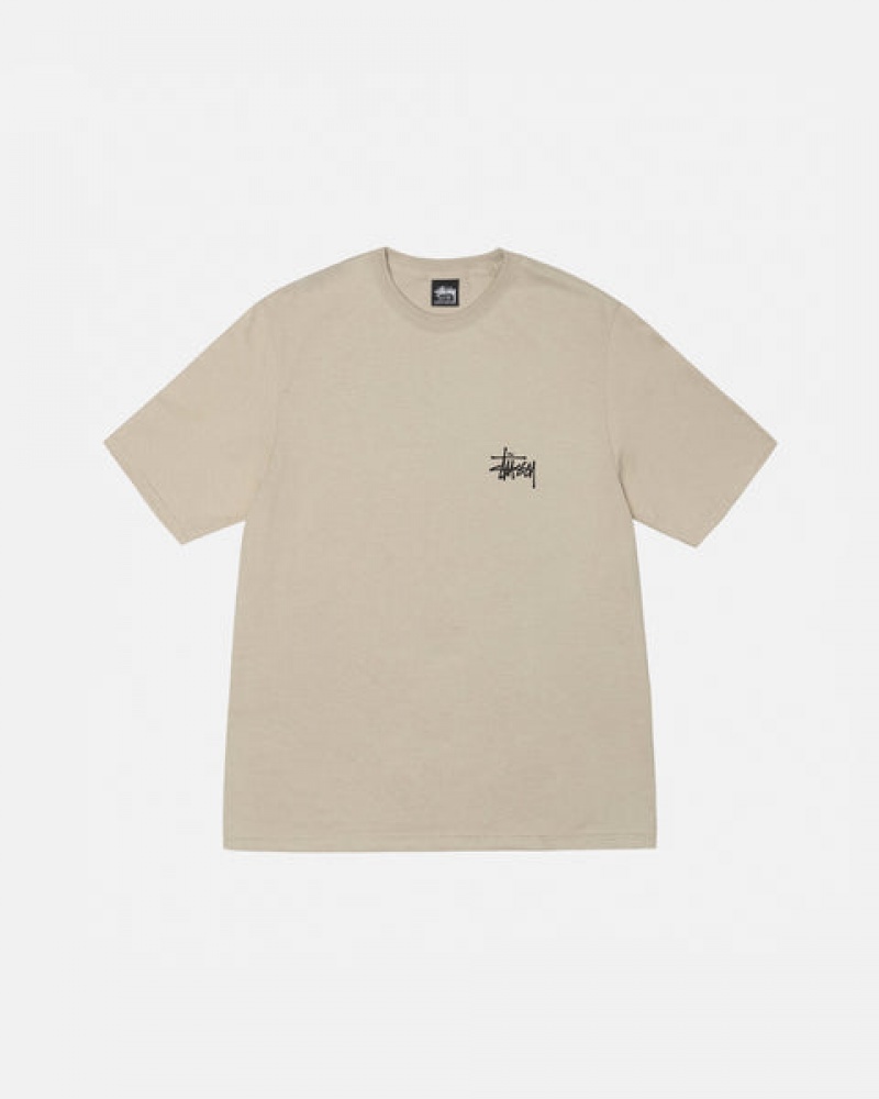 Men's Stussy Basic Stussy Tees Khaki Dubai | UAE ANT-5785