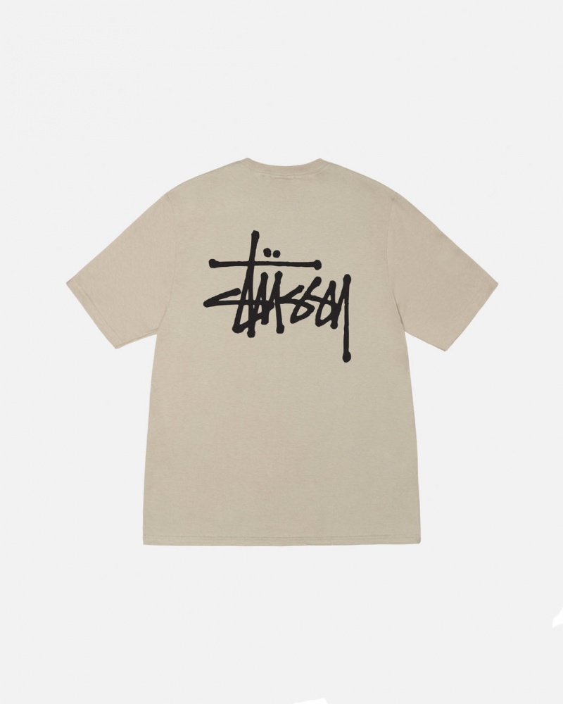 Men\'s Stussy Basic Stussy Tees Khaki Dubai | UAE ANT-5785