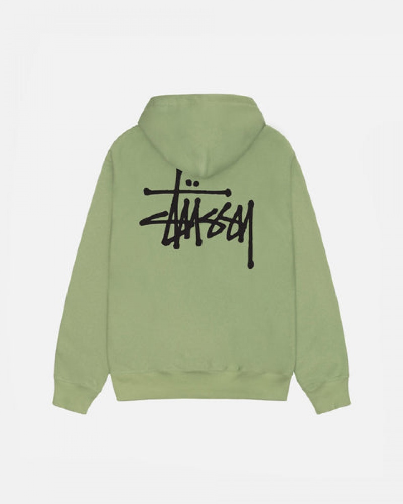 Men's Stussy Basic Stussy Zip Hood Sweatshirts Green Dubai | UAE YGH-3957