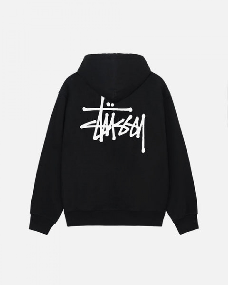 Men's Stussy Basic Stussy Zip Hoodie Black Dubai | UAE HXP-7988