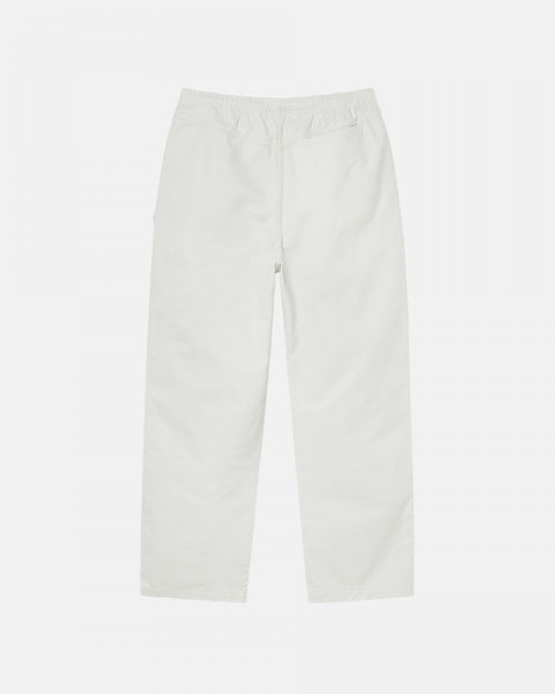 Men's Stussy Beach Pant Brushed Cotton Pants Beige Dubai | UAE YFG-6410