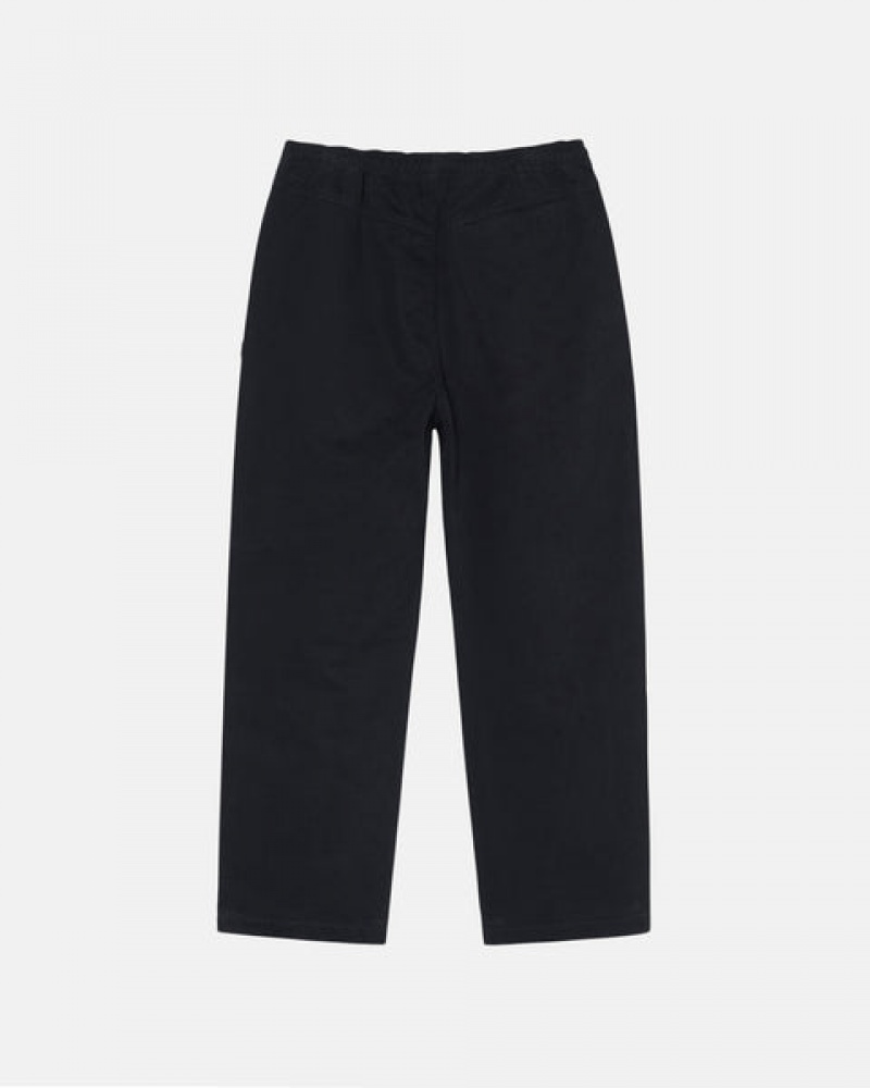 Men's Stussy Beach Pant Brushed Cotton Pants Black Dubai | UAE DEX-8870