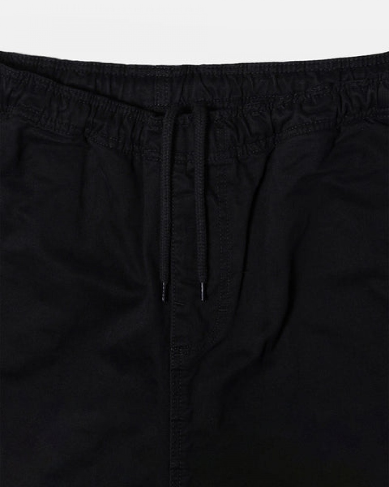 Men's Stussy Beach Pant Brushed Cotton Pants Black Dubai | UAE DEX-8870