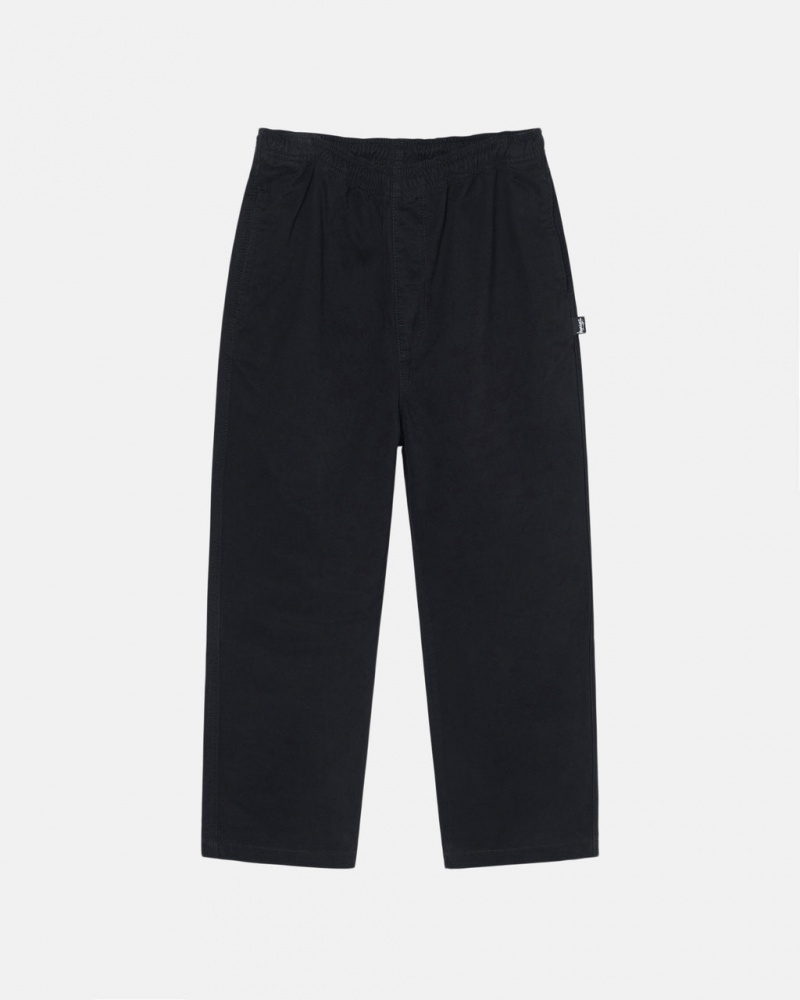 Men\'s Stussy Beach Pant Brushed Cotton Pants Black Dubai | UAE DEX-8870