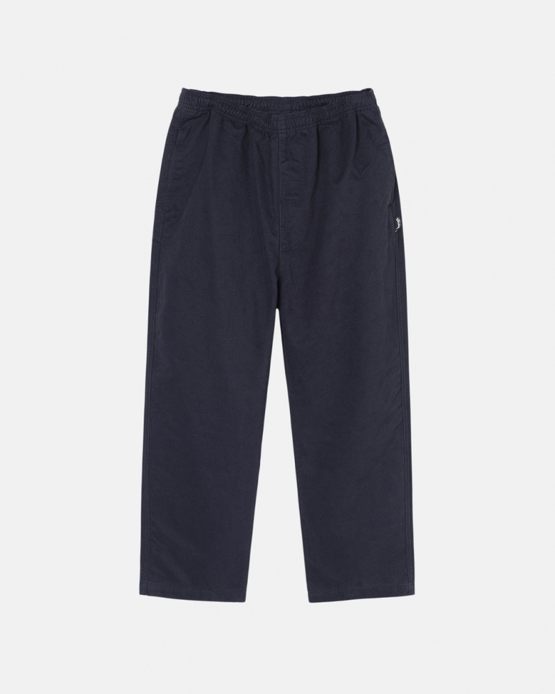 Men\'s Stussy Beach Pant Brushed Cotton Pants Navy Dubai | UAE WKV-3232