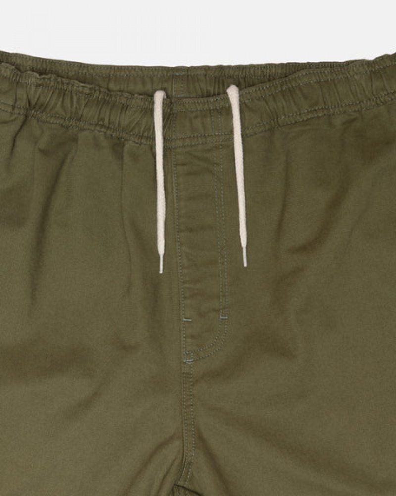 Men's Stussy Beach Pant Brushed Cotton Pants Olive Dubai | UAE YLH-8328