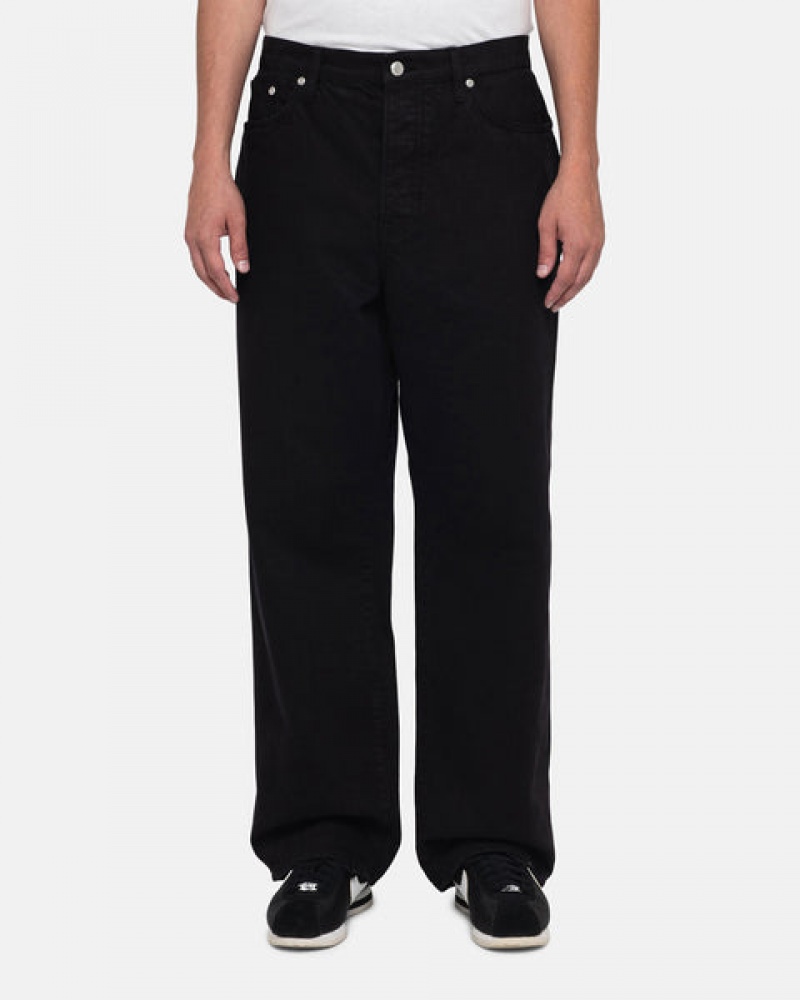 Men's Stussy Big Ol' Jean Overdyed Denim Black Dubai | UAE YLW-6981