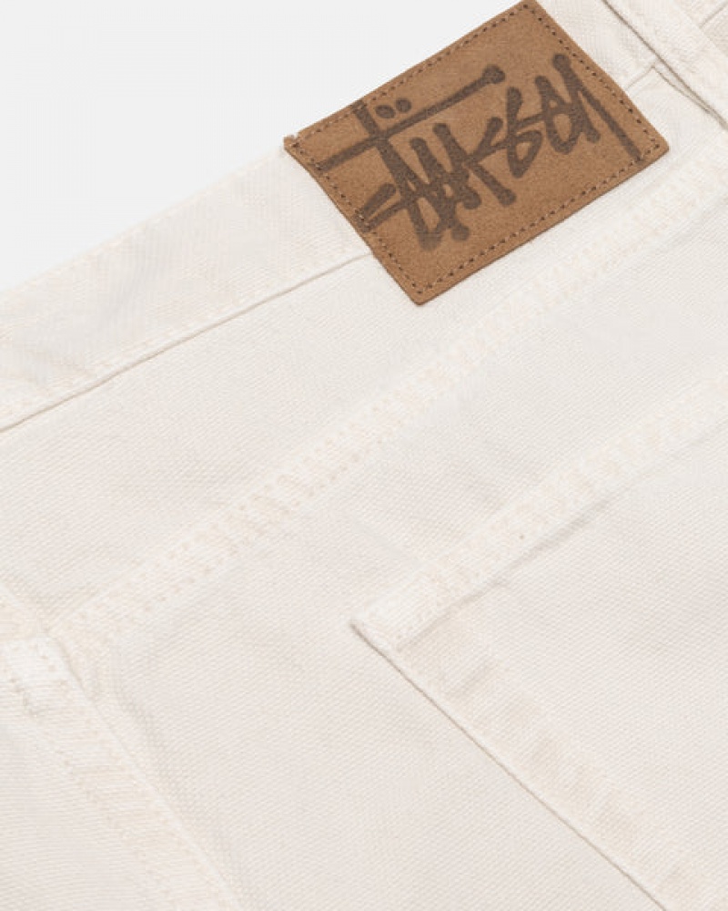 Men's Stussy Big Ol' Jean Washed Canvas Denim Beige Dubai | UAE VAI-4942