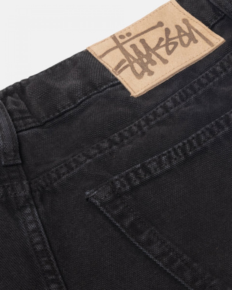 Men's Stussy Big Ol' Jean Washed Canvas Denim Black Dubai | UAE SOB-1117