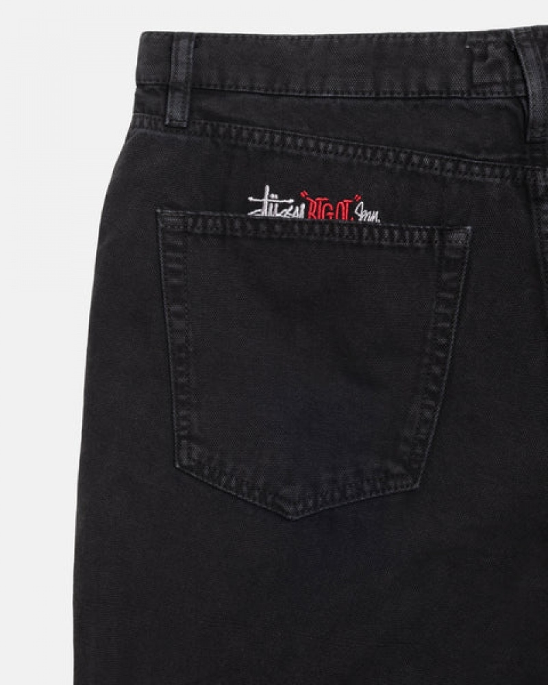 Men's Stussy Big Ol' Jean Washed Canvas Denim Black Dubai | UAE SOB-1117