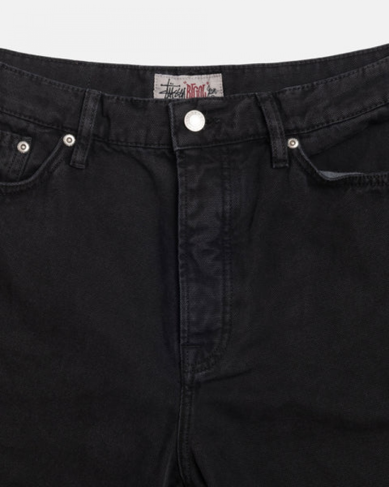 Men's Stussy Big Ol' Jean Washed Canvas Denim Black Dubai | UAE SOB-1117