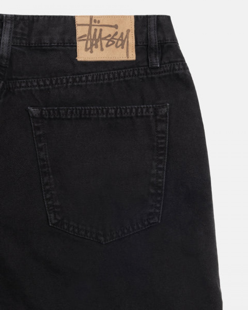 Men's Stussy Big Ol' Jean Washed Canvas Denim Black Dubai | UAE SOB-1117