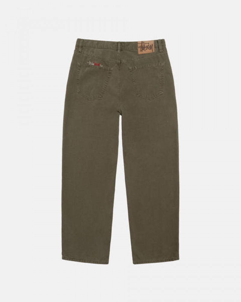 Men's Stussy Big Ol' Jean Washed Canvas Denim Olive Dubai | UAE HQP-1075