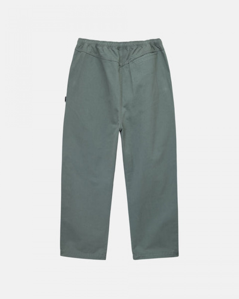 Men's Stussy Brushed Beach Pants Green Dubai | UAE CVN-5219