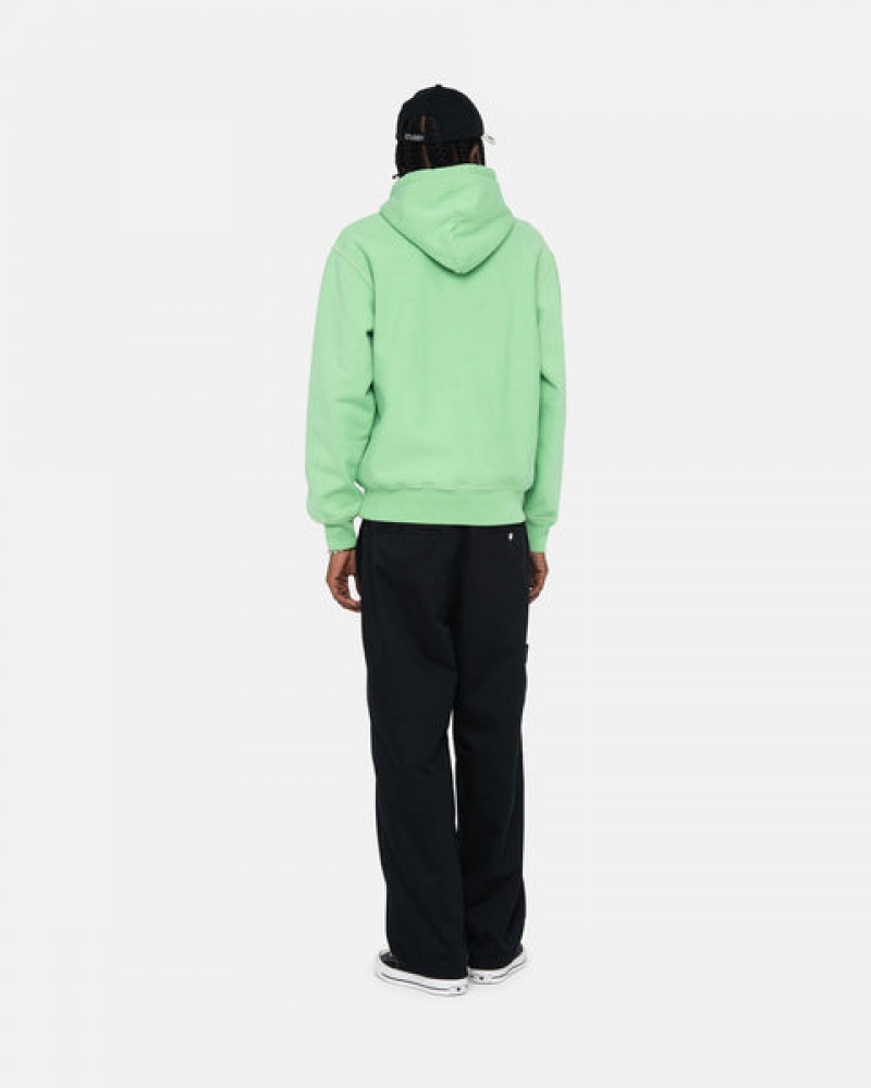 Men's Stussy Contrast Stitch Label Hood Sweatshirts Green Dubai | UAE HHG-6206