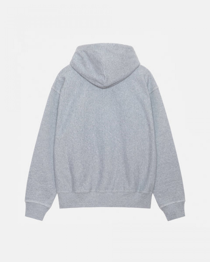 Men's Stussy Contrast Stitch Label Hoodie Grey Dubai | UAE BOC-9182