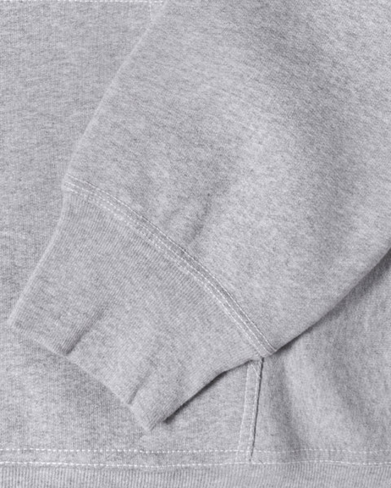 Men's Stussy Contrast Stitch Label Hoodie Grey Dubai | UAE BOC-9182