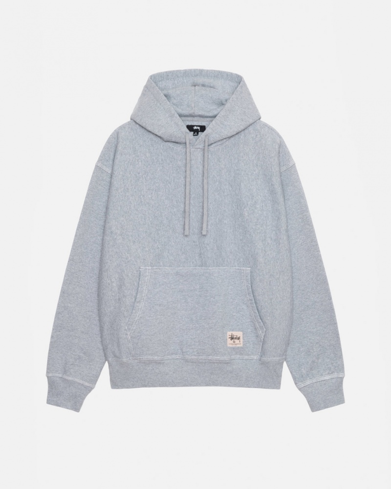 Men\'s Stussy Contrast Stitch Label Hoodie Grey Dubai | UAE BOC-9182