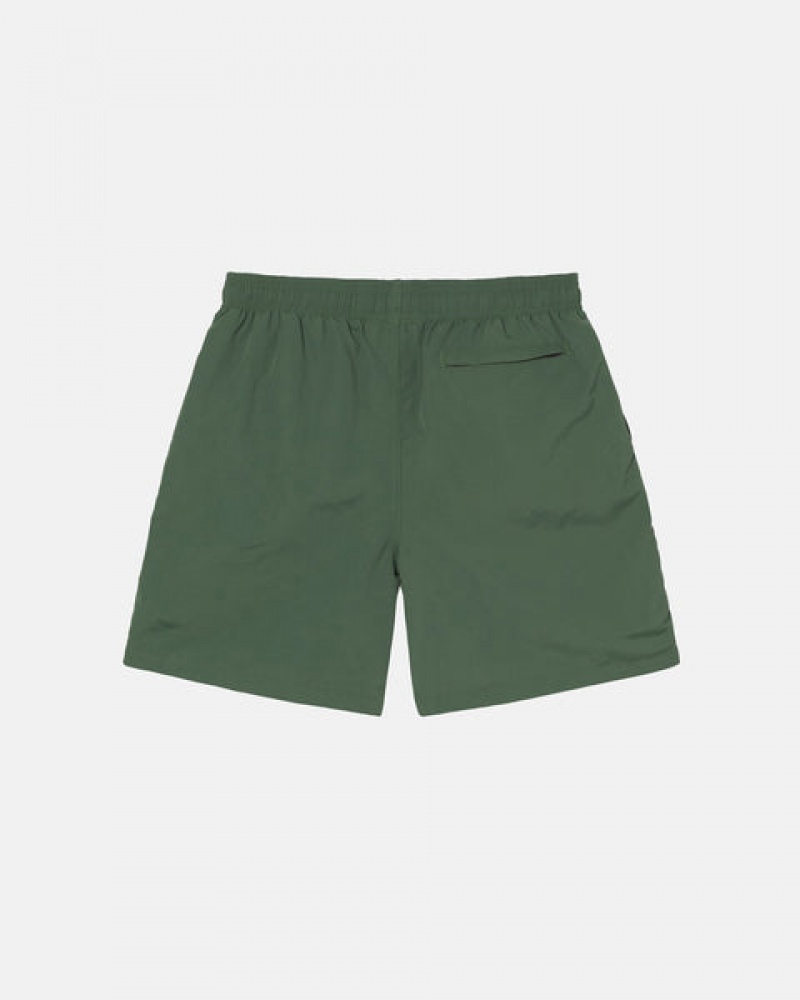 Men's Stussy Curly S Water Short Swimwear Olive Dubai | UAE ZGZ-7603