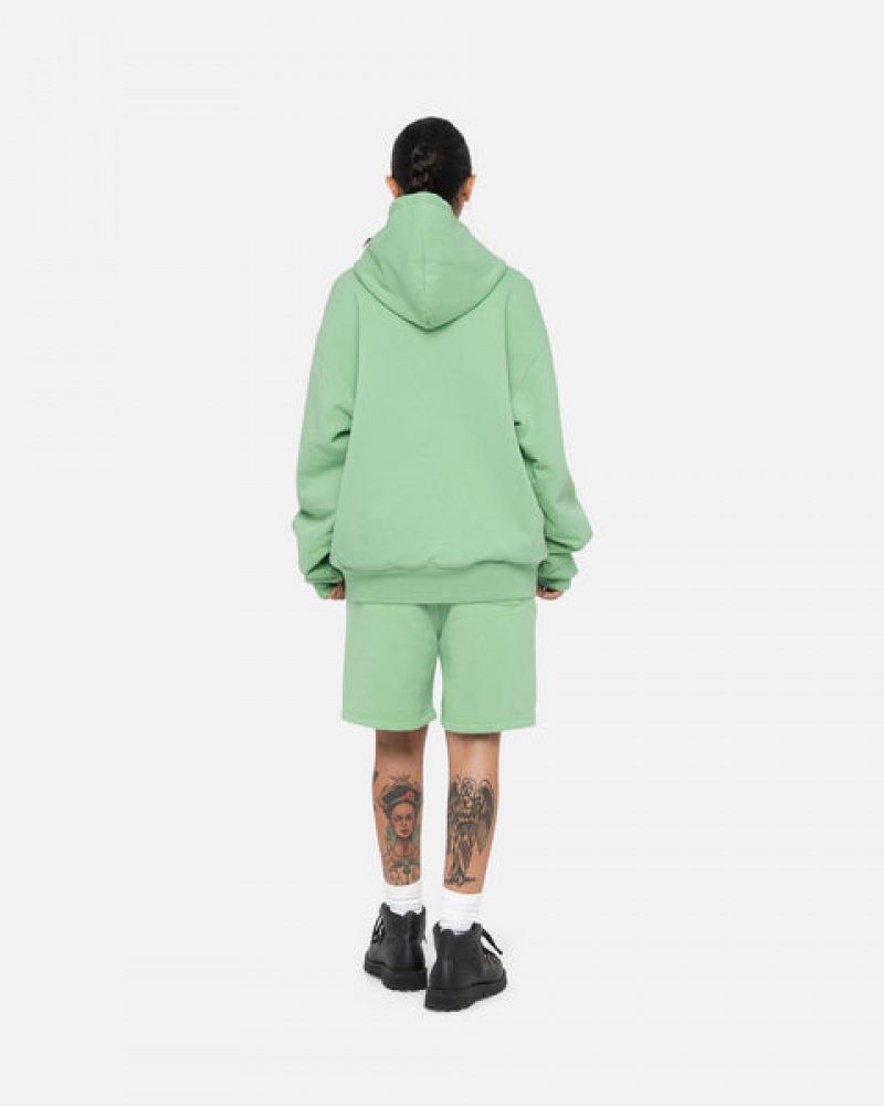 Men's Stussy Double Face Label Zip Hoodie Green Dubai | UAE ZFP-8107