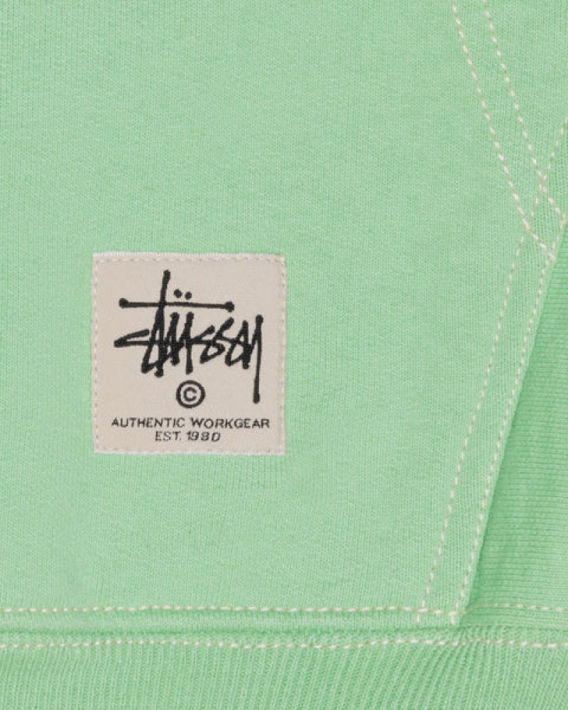 Men's Stussy Double Face Label Zip Hoodie Green Dubai | UAE ZFP-8107