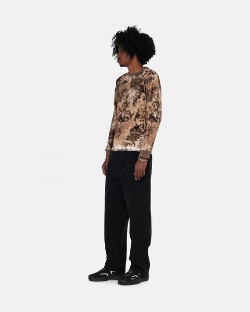 Men's Stussy Kryptek Camo LS Thermal Tops Brown Dubai | UAE DNM-4535