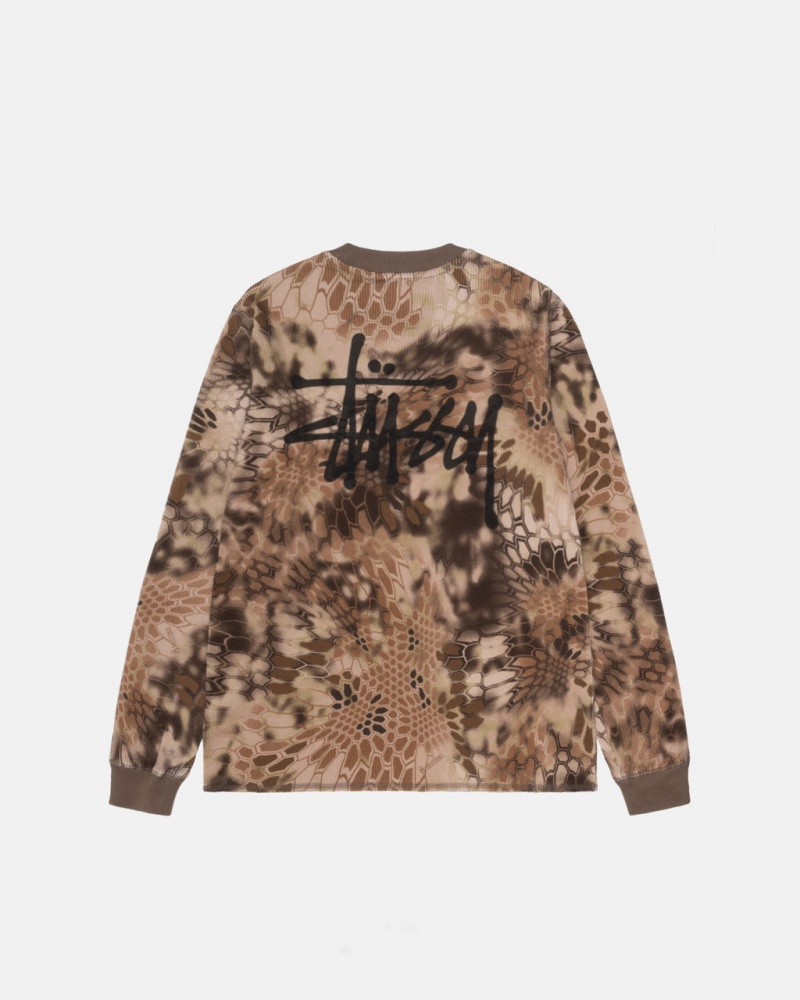 Men\'s Stussy Kryptek Camo LS Thermal Tops Brown Dubai | UAE DNM-4535