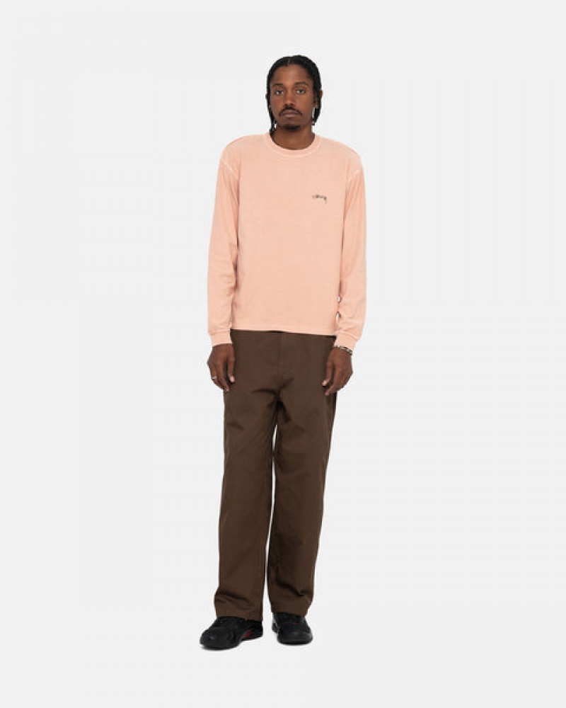 Men's Stussy Lazy Ls Tee Tops Light Pink Dubai | UAE WRE-3709