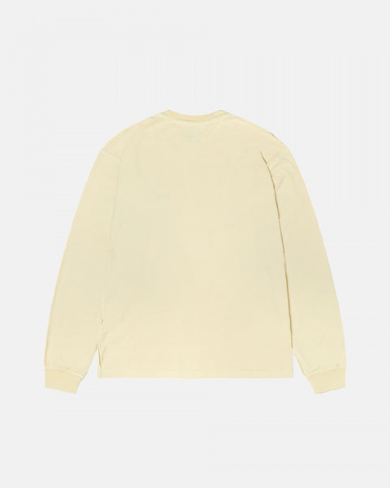 Men's Stussy Lazy Ls Tee Tops Yellow Dubai | UAE SFW-3598