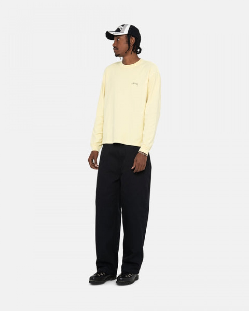 Men's Stussy Lazy Ls Tee Tops Yellow Dubai | UAE SFW-3598